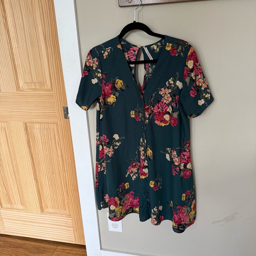 My Story Teal and Pink Floral Dress